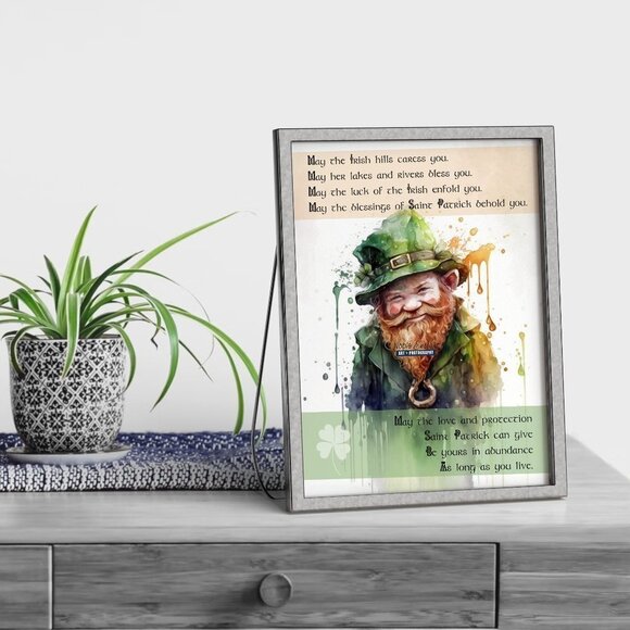 4x6 St. Patricks Day Leprechaun Irish Blessing Watercolor Oil Painting‎ Print - Picture 4 of 10